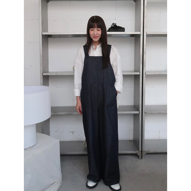 サロペット ゆったりワイドデニムサロペット
