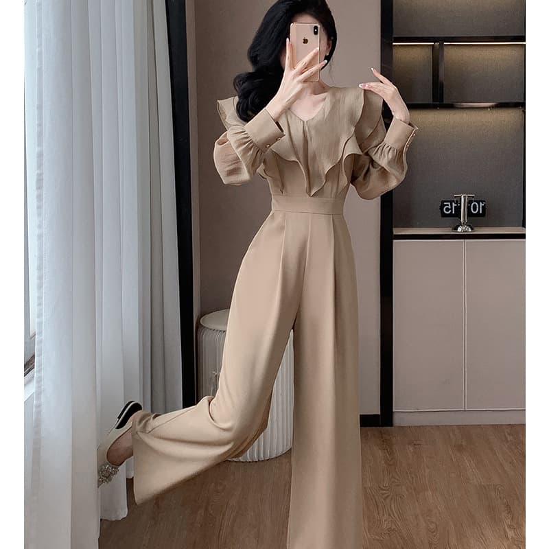 フリル衿リボン付きサロペット