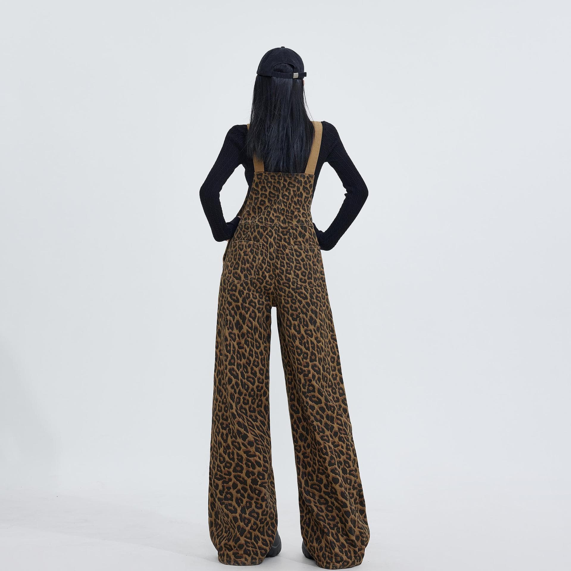 豹柄ワイドサロペット