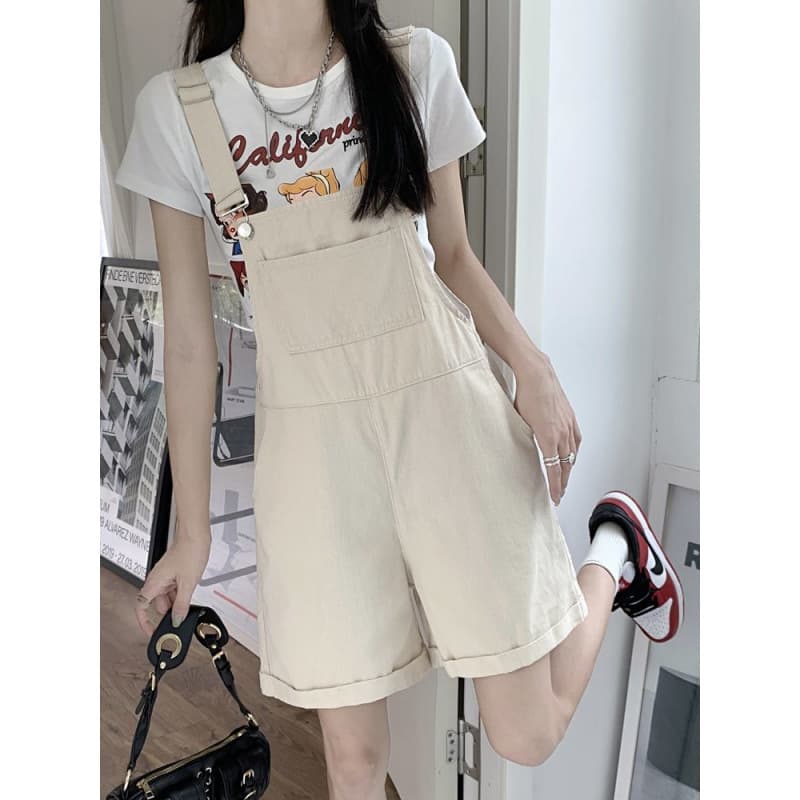 サロペット ゆったりショート丈サロペット