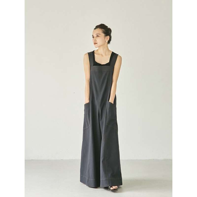 レトロモダン ワイドレッグ サロペット