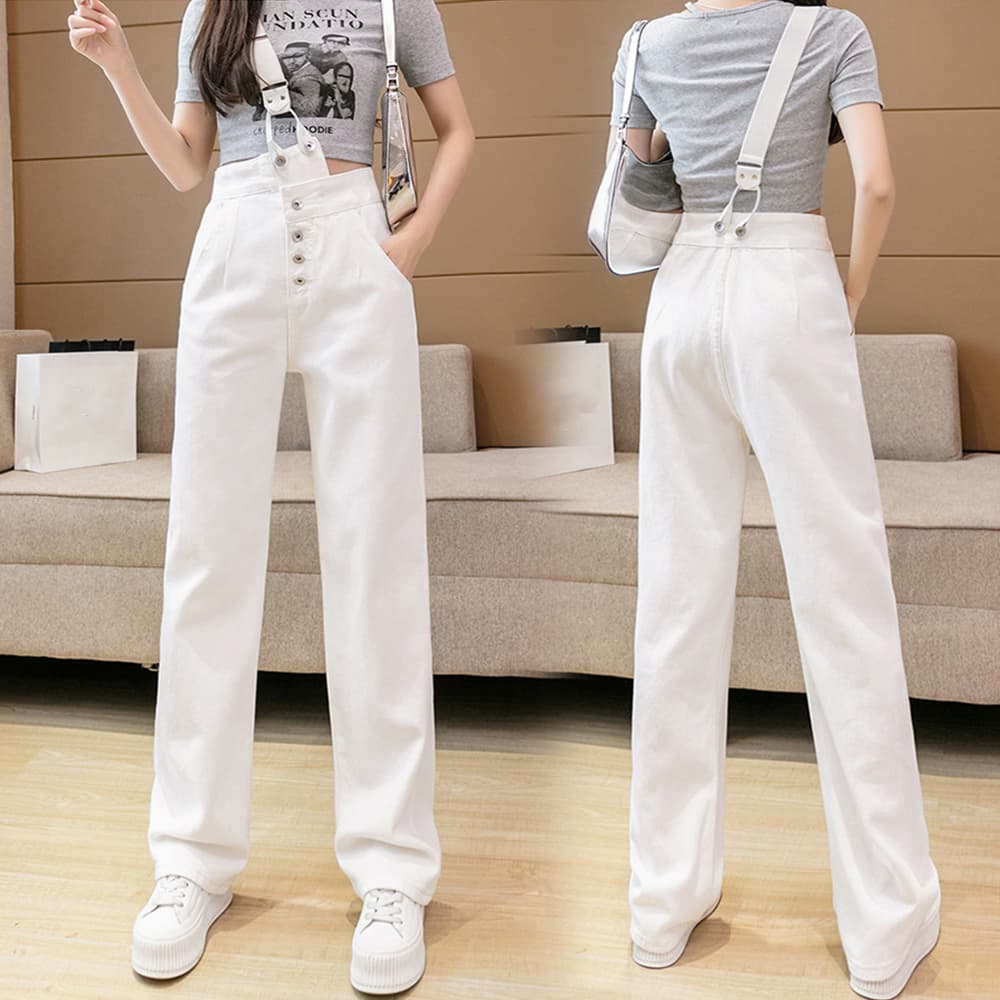 ワンショルダー サロペット風デニムパンツ　オーバーオール