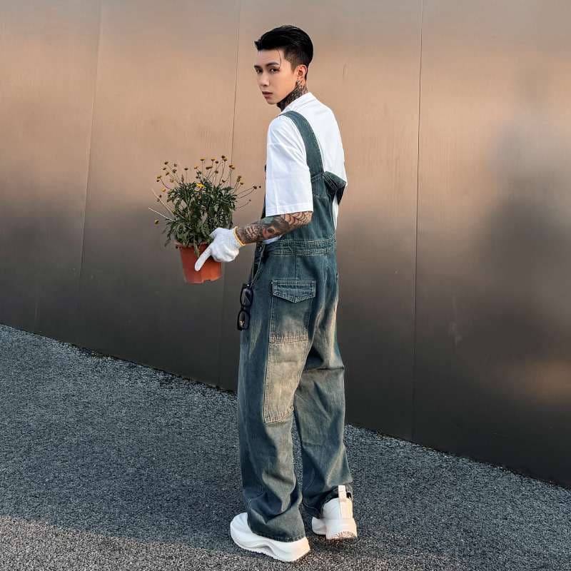 サロペット ヴィンテージ風デニムオーバーオール