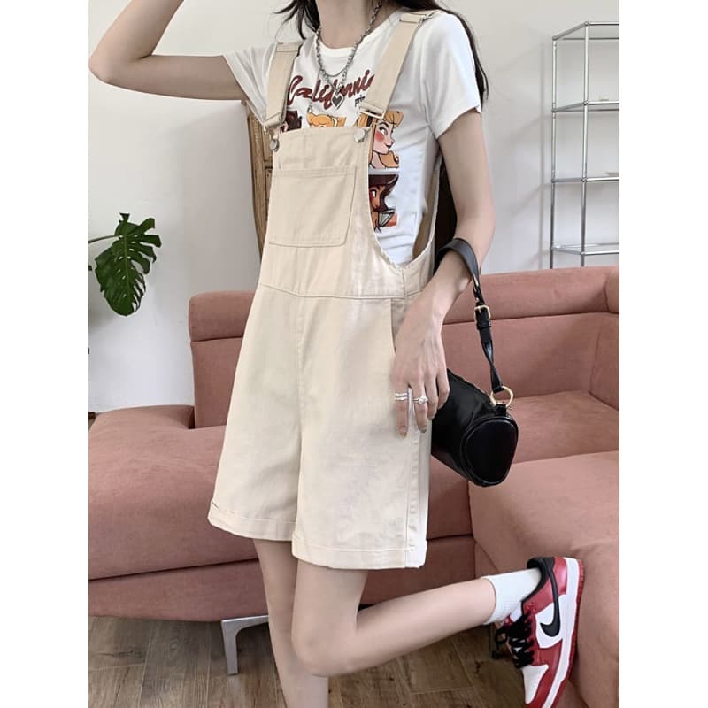 サロペット ゆったりショート丈サロペット