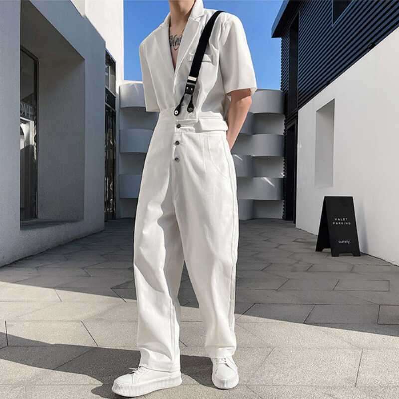 サロペット レトロモダンなホワイトジャンプスーツ