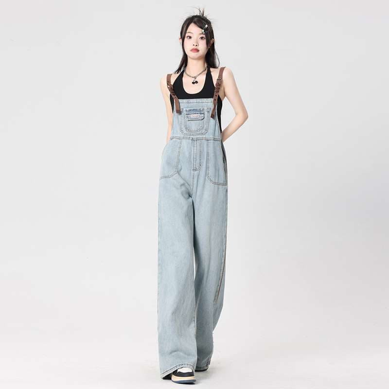 サロペット レトロワイドデニムオーバーオール