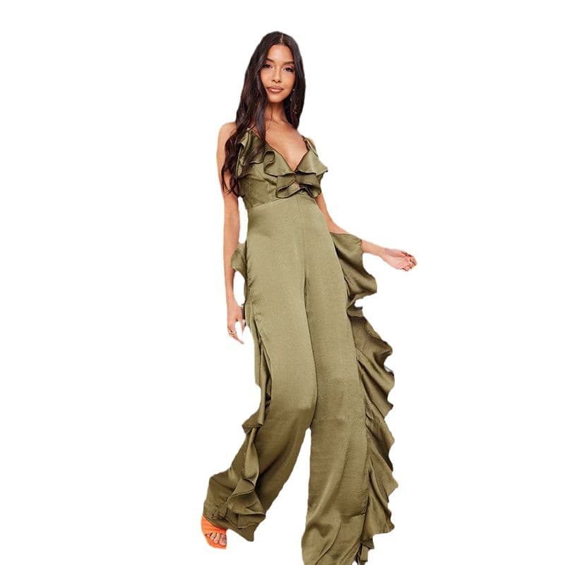 フリル袖デザインサロペット