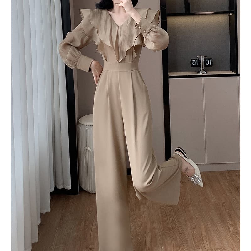 フリル衿リボン付きサロペット