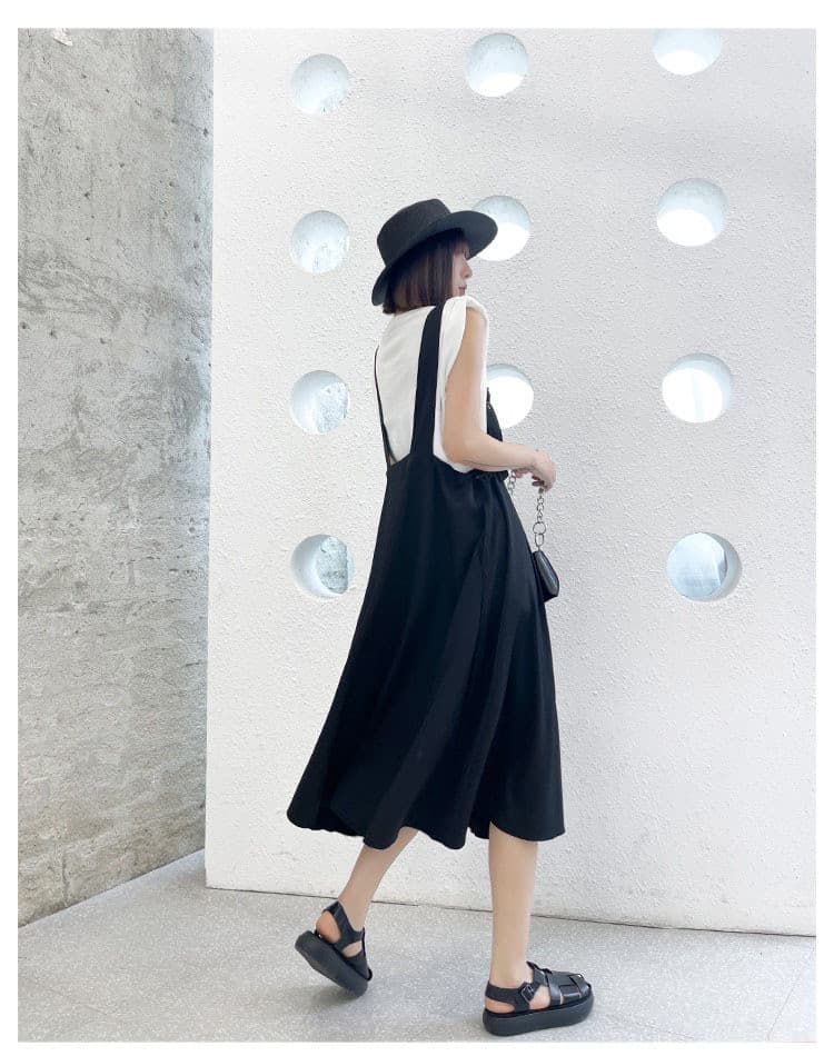 きれいめ黒サロペットスカート ロング丈