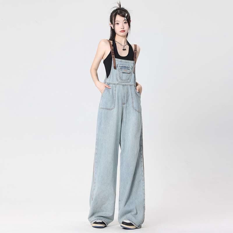 サロペット レトロワイドデニムオーバーオール