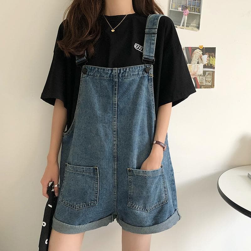 サロペット ゆったりショート丈サロペット