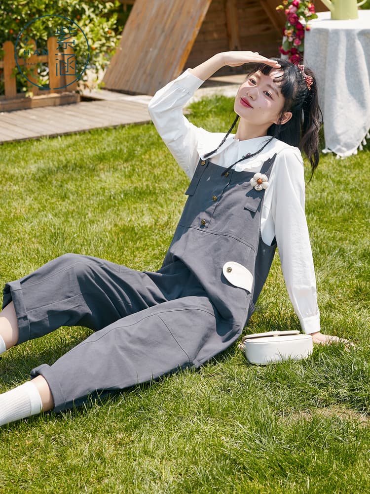 サロペット ナチュラル風合いサロペット