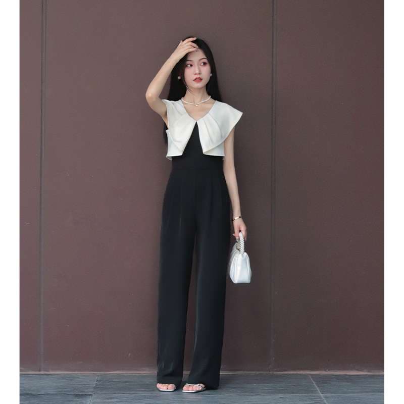 サロペット エレガントモノトーンジャンプスーツ