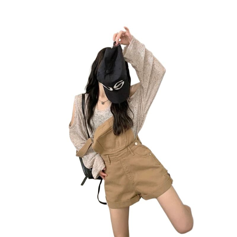サロペット おしゃれ感溢れる短丈サロペット