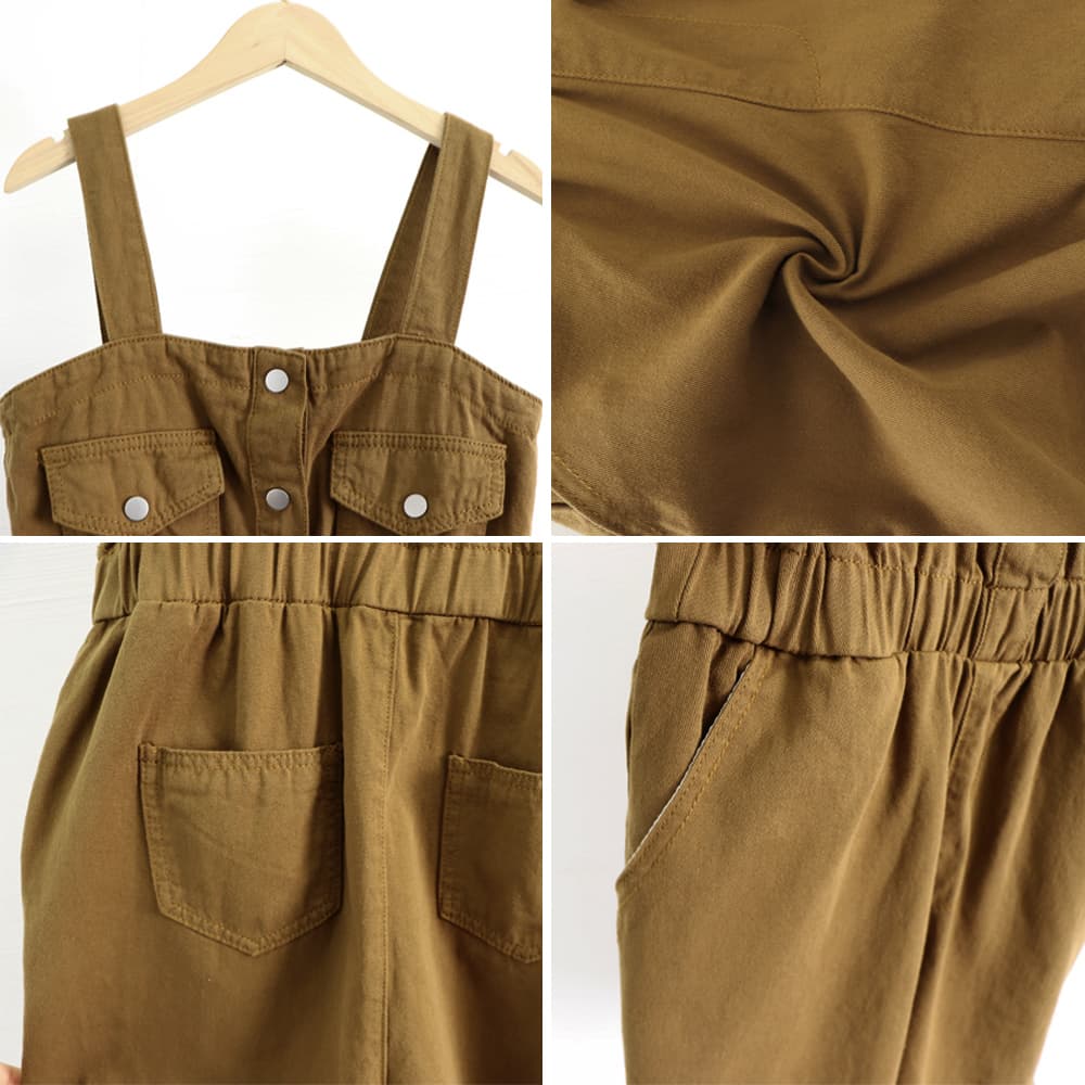 大人可愛いデニムサロペット短パン風オールインワン