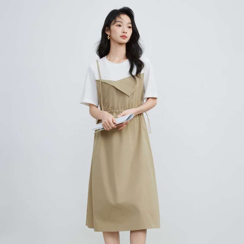 サロペット 上品シルエットの2WAYワンピース