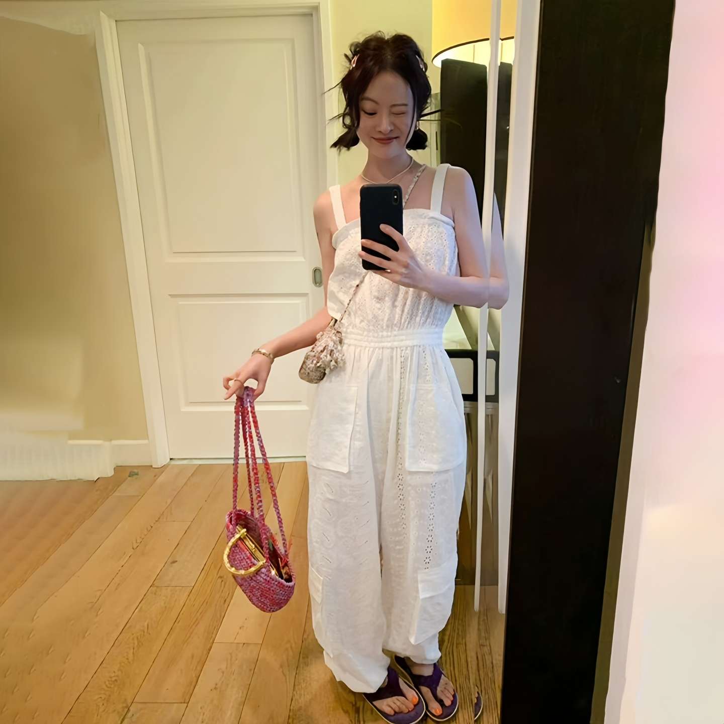 レトロシック ホワイトレース サロペット