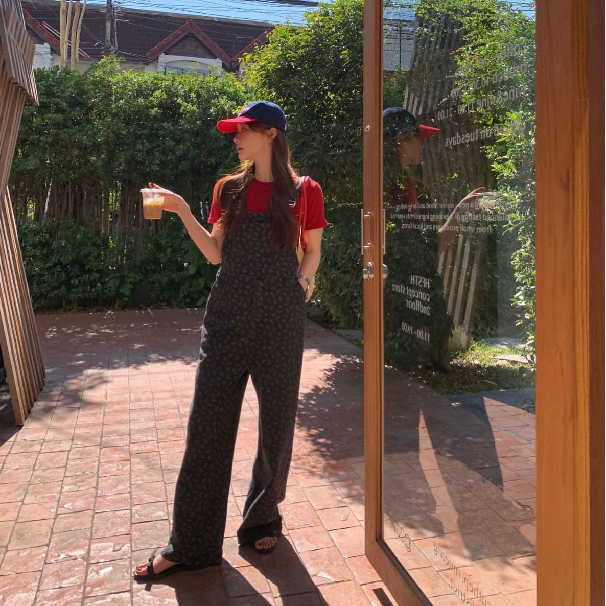 サロペット 花柄サロペットパンツ フリーサイズ