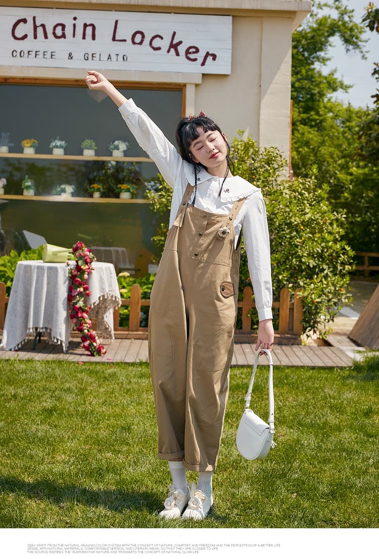 サロペット ナチュラル風合いサロペット