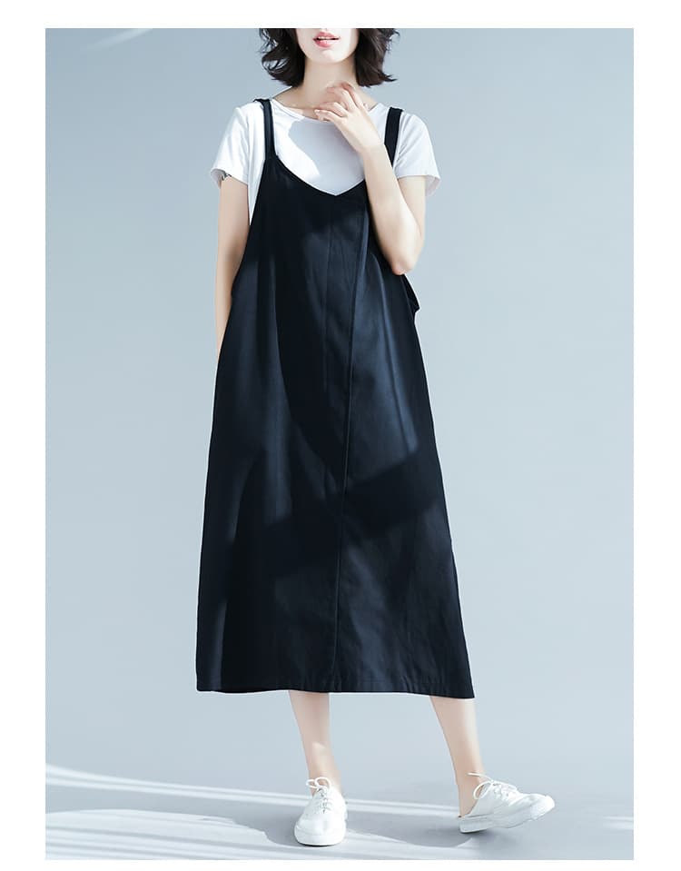 新作コットンサロペットワンピース ゆったりシルエット