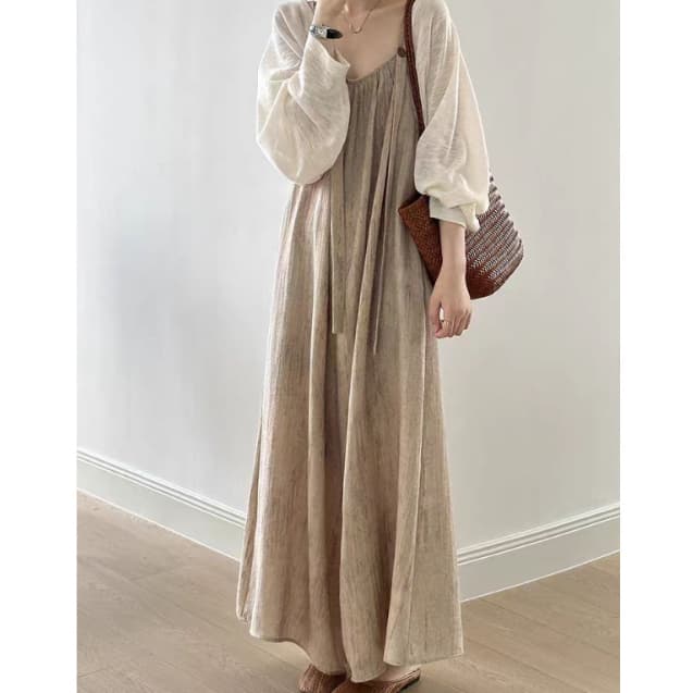 2025新作 ゆったりロングサロペット ワイドパンツ