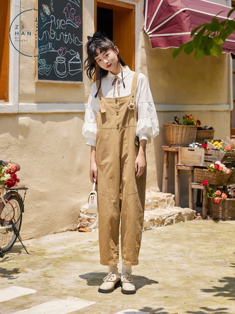 サロペット ナチュラル風合いサロペット