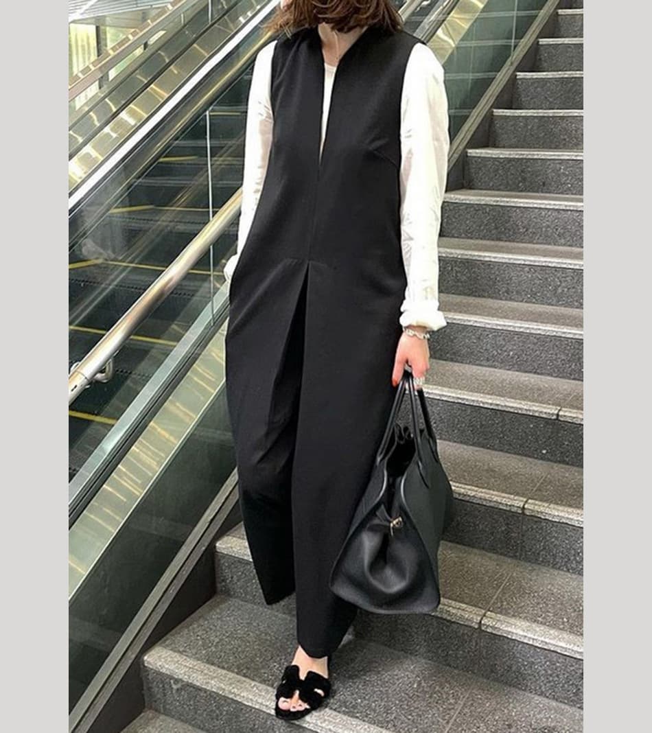 秋冬新作 ノースリーブサロペット ワイドパンツ オールインワン 女性用