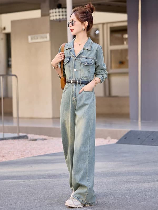 サロペットパンツ サロペット ゆったりシルエット デニムつなぎ