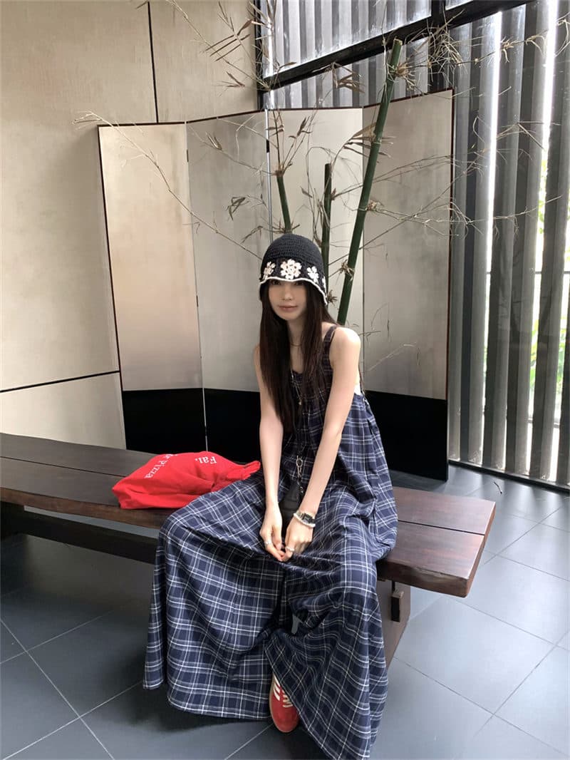 今季必須チェック柄ノースリーブサロペット