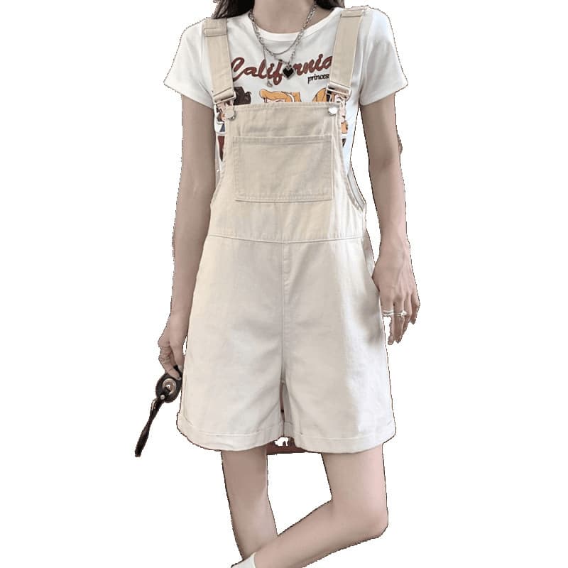 サロペット ゆったりショート丈サロペット