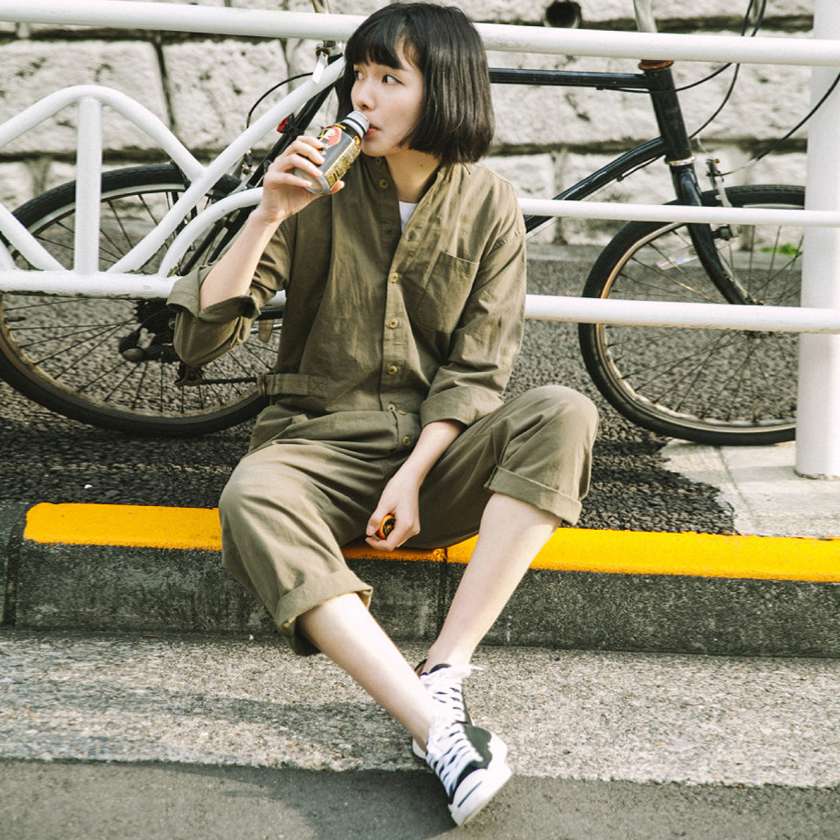 サロペット レトロ風ゆったりワークオーバーオール