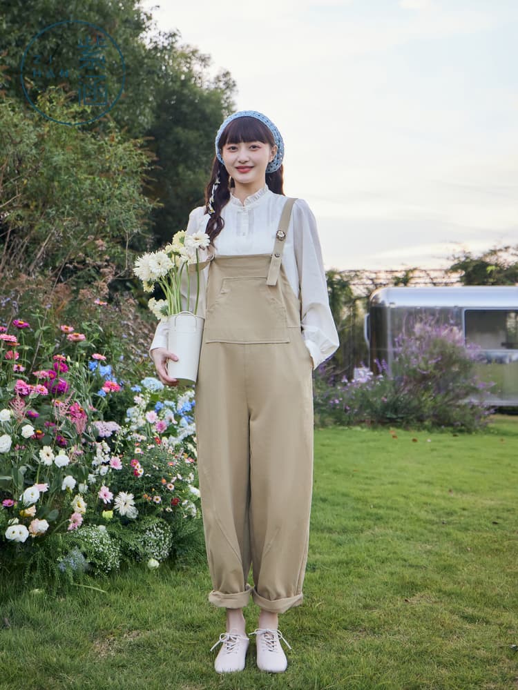 サロペット 花園サロペット ゆったりオーバーオール