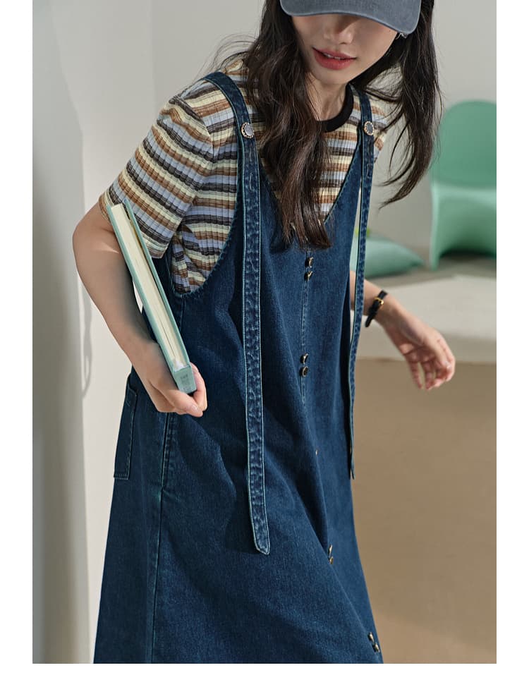 サロペット 前開きデザイン サロペットワンピース
