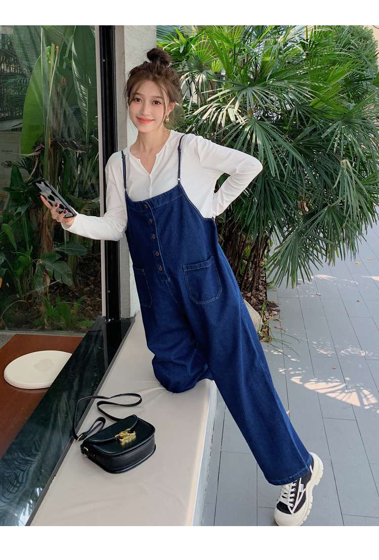 ゆったりデザイン デニムサロペット
