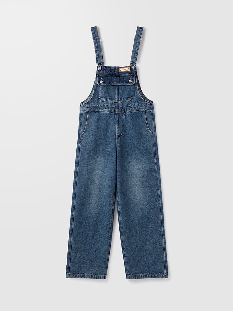 サロペットパンツ ゆったりシルエットのデニムサロペット
