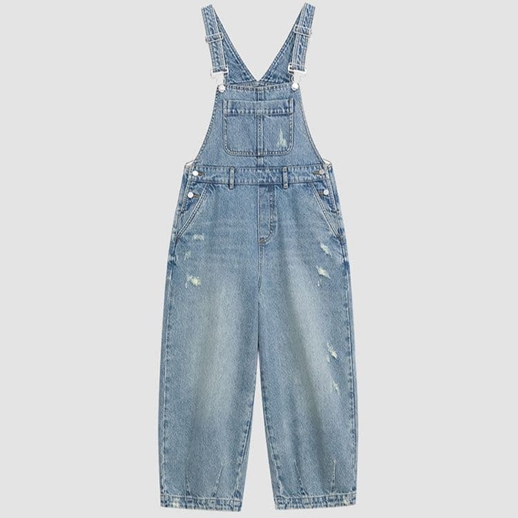 サロペットパンツ ゆったりシルエット 夏向け デニムサロペット