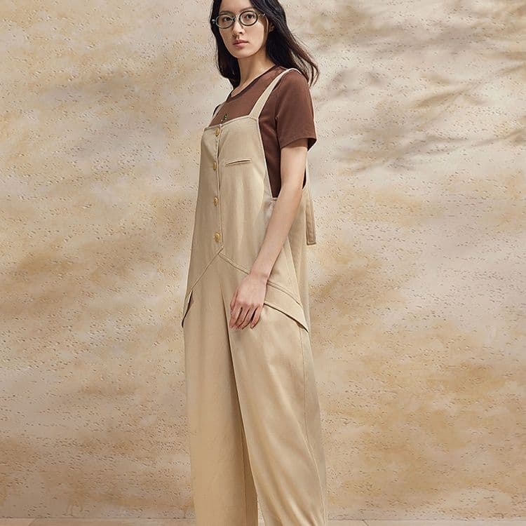 サロペットパンツ サロペット ゆったりシルエットオーバーオールパンツ