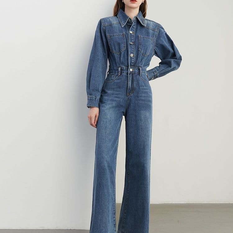 サロペットパンツ サロペット クラシック一体型デニム作業着