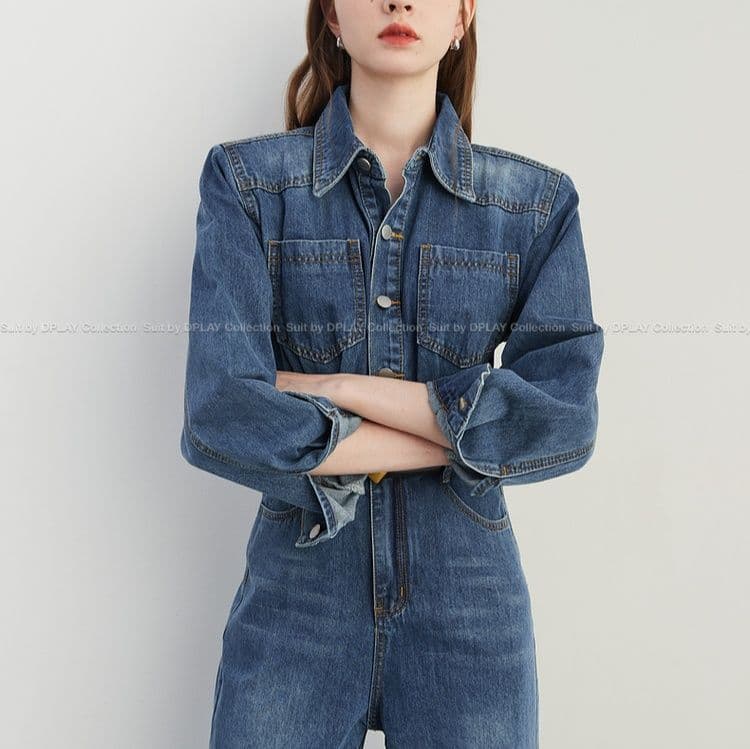 サロペットパンツ サロペット クラシック一体型デニム作業着