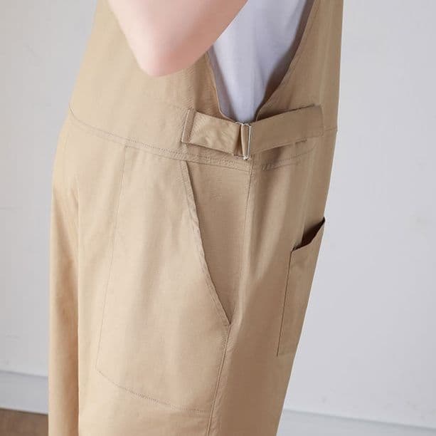 サロペット シンプル七分丈サロペットワンピース