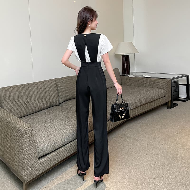 上品デザインサロペットパンツ