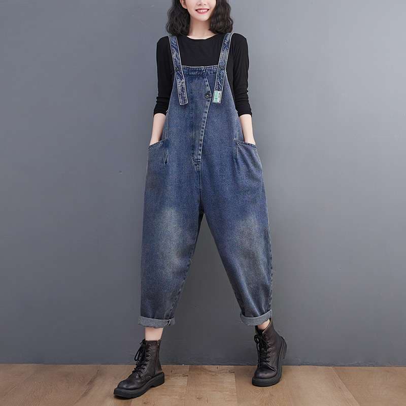 ゆったりデニムサロペット レトロオーバーオール