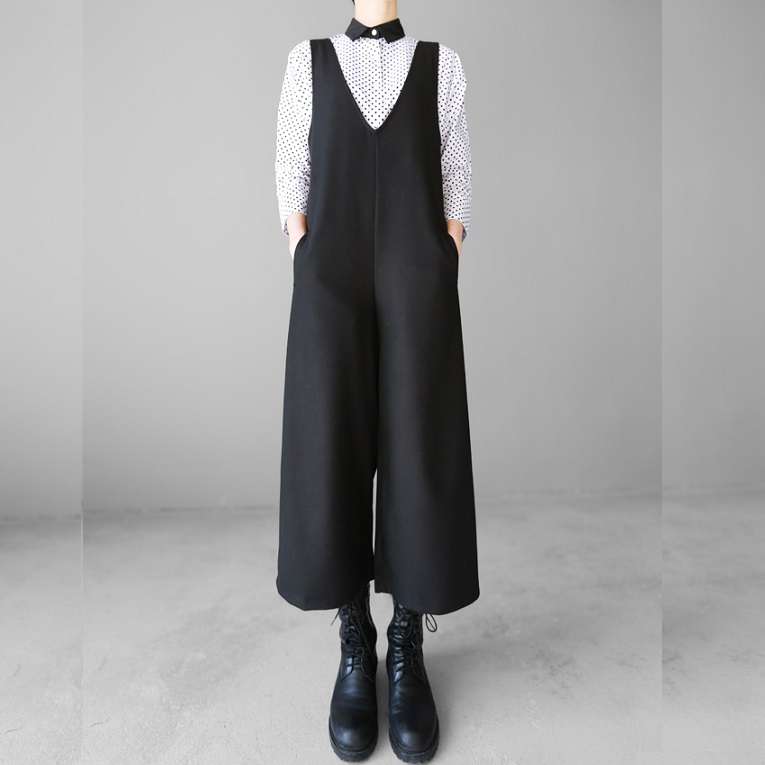 ワイドシルエット ロング丈サロペット