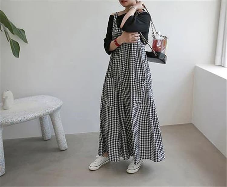 ゆったりサロペット レディース きれいめ ワイドパンツ 春夏秋冬