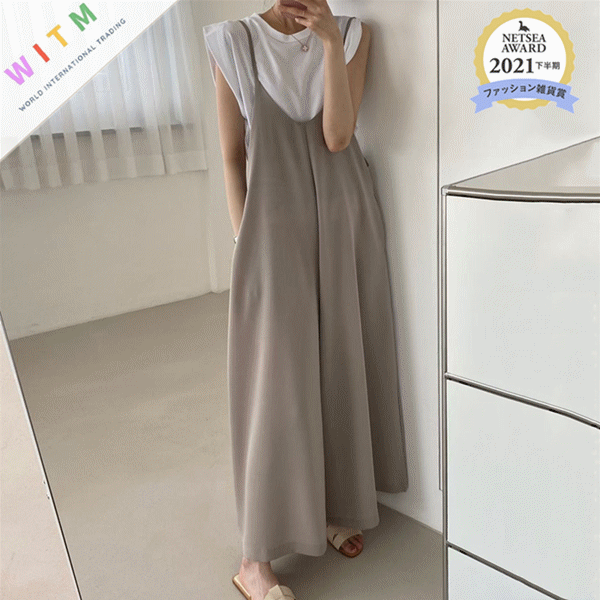 サロペット ワイドパンツ 体型カバー 上品 大人可愛い オールインワン
