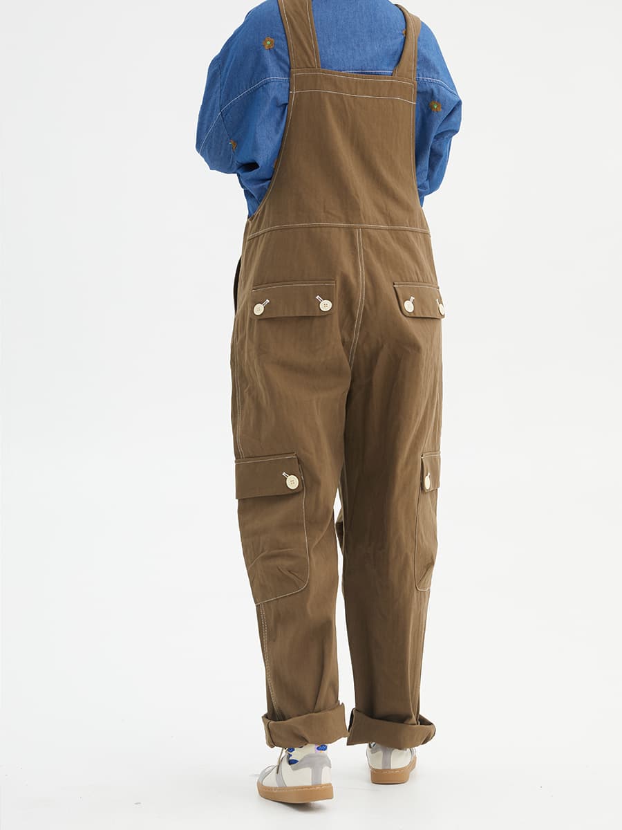 サロペットパンツ 実用性とぬくもりの職人風サロペット