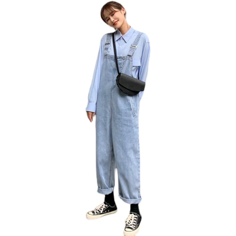 サロペットゆったりルーズデニムサロペット