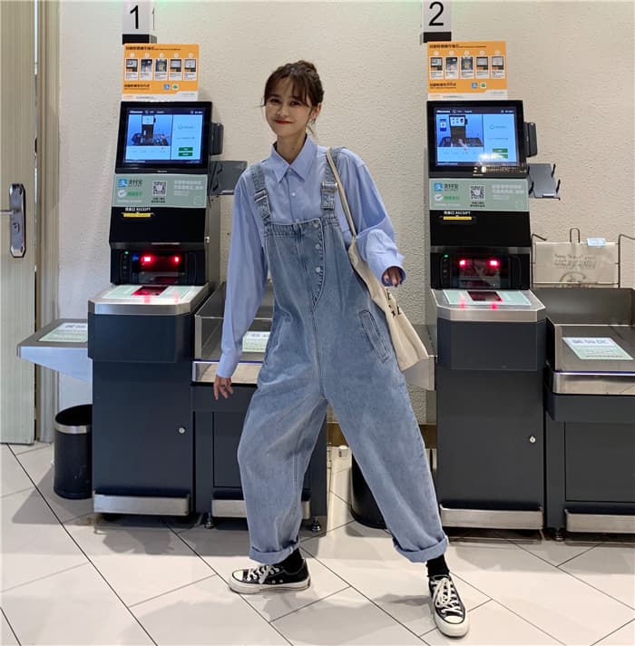 サロペットゆったりルーズデニムサロペット