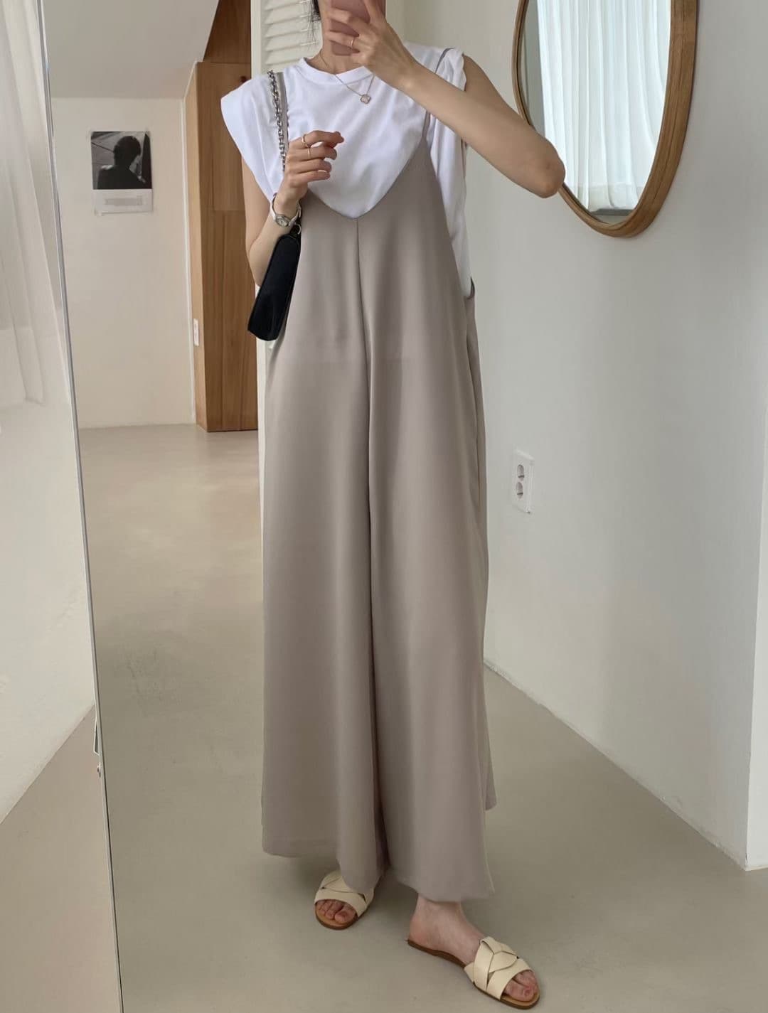 サロペット ワイドパンツ 体型カバー 上品 大人可愛い オールインワン