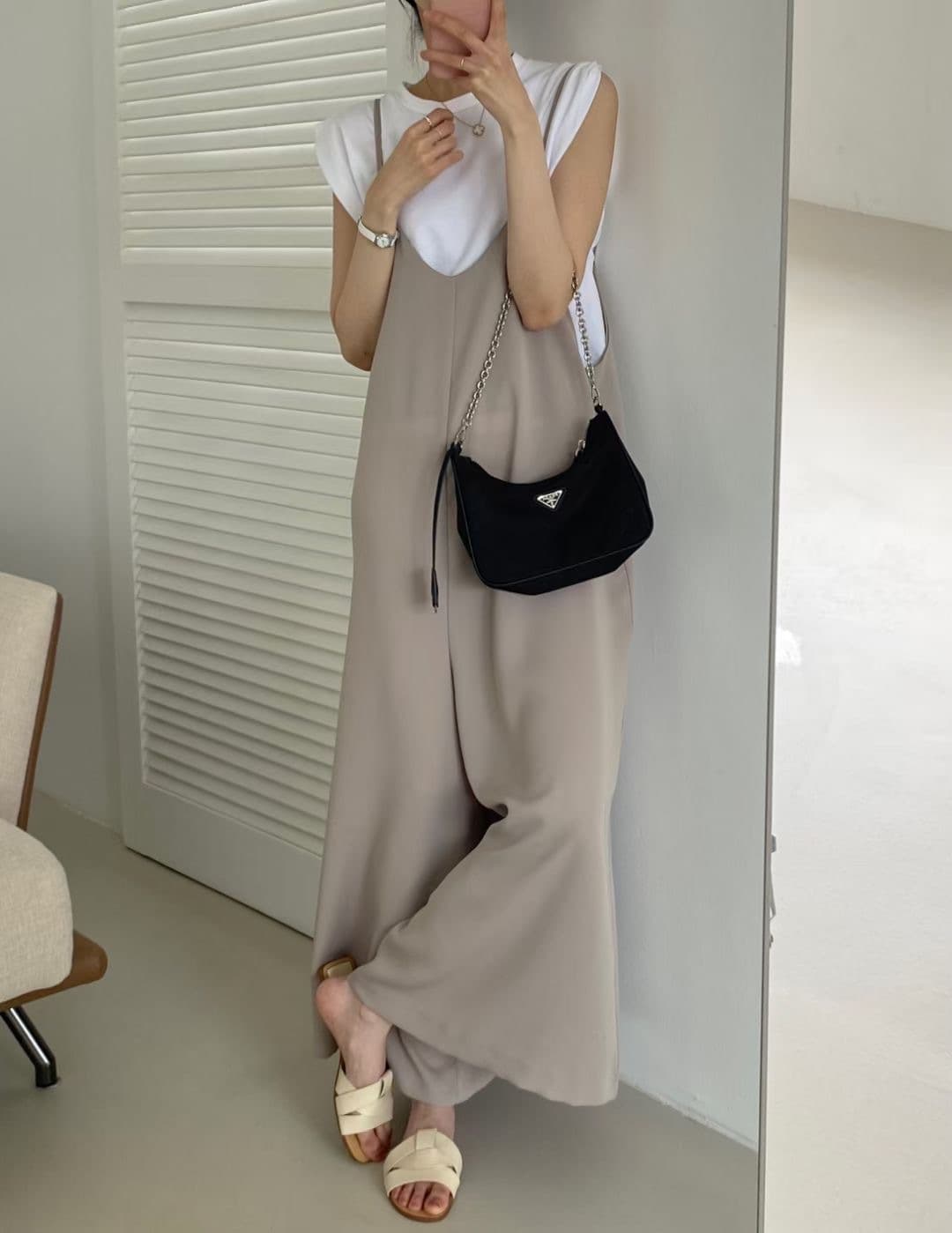 サロペット ワイドパンツ 体型カバー 上品 大人可愛い オールインワン